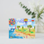 Dieren op het strand briefkaart (Staand voorkant)