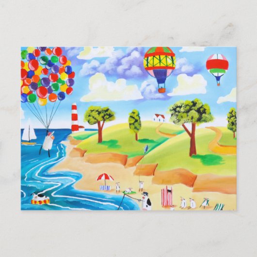 Dieren op het strand briefkaart (Voorkant)