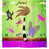 Dieren op het windmolengordijn douchegordijn (Voorkant)