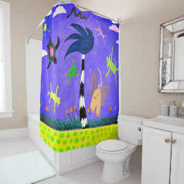 Dieren op het windmolengordijn douchegordijn