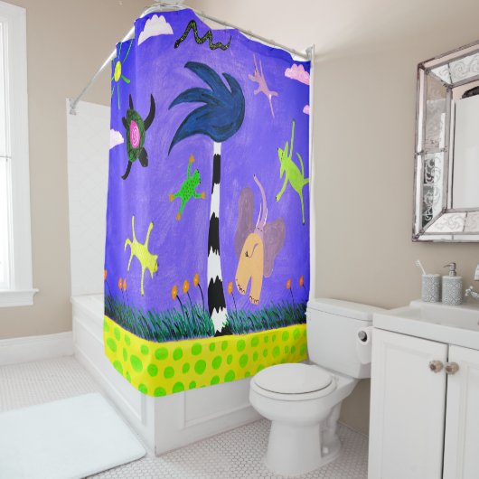 Dieren op het windmolengordijn douchegordijn (In situ)