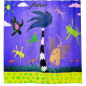 Dieren op het windmolengordijn douchegordijn (Voorkant)