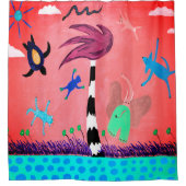 Dieren op het windmolengordijn douchegordijn (Voorkant)