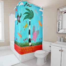 Dieren op het windmolengordijn douchegordijn