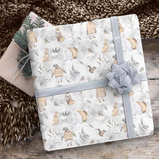 Dieren op Ice Christmas Tan ID987 Cadeaupapier