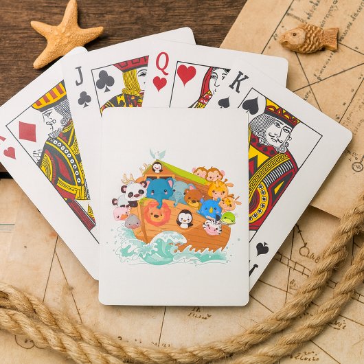 Dieren op Noahs kunst kaarten spelen