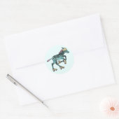 Dieren op roller schaatsen ronde sticker (Envelop)