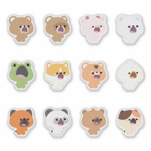 Dieren openen mond sticker (Voorkant)