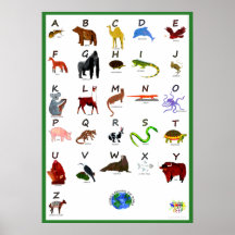 DIEREN OVER DE HELE WERELD ABC POSTER