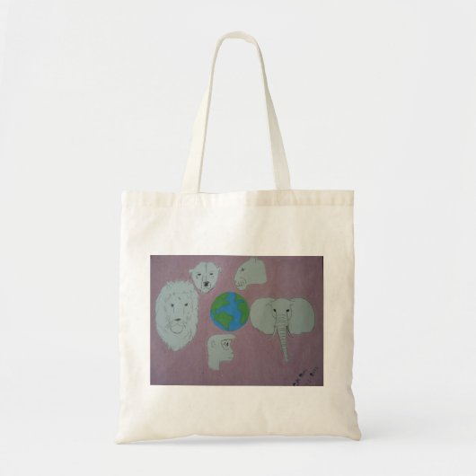Dieren over de hele wereld met roos-achtergrond tote bag (Voorkant)