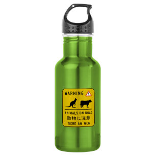 Dieren over de weg, waarschuwingsbord, Australië Waterfles