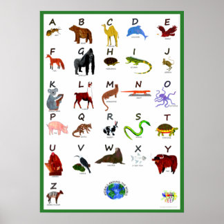DIEREN OVER DE WERELD ABC POSTER