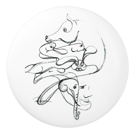Dieren overal keramische knop (Voorkant)
