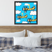 Dieren Piloot Kinderkamer Kunst Canvas Afdruk (Insitu (Slaapkamer))