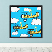 Dieren Piloot Kinderkamer Kunst Canvas Afdruk (Insitu (Houten vloer))