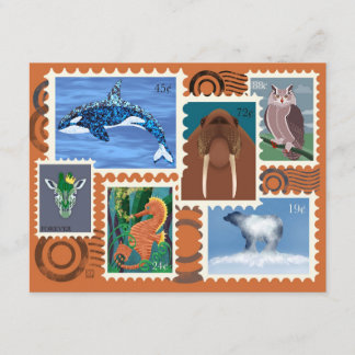 Dieren Postzegels Briefkaart 10-Pack
