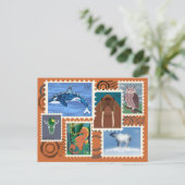 Dieren Postzegels Postkaarten Feestdagenkaart (Staand voorkant)