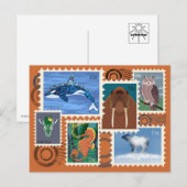 Dieren Postzegels Postkaarten Feestdagenkaart (Voorkant / Achterkant)