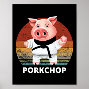 Dieren Puns Varken Karate Varkensvlees Chop Pun Poster