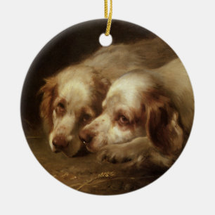 dieren, puppy-honden met kattenvoer keramisch ornament