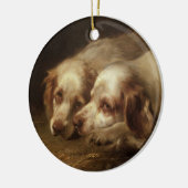  dieren, puppy-honden met kattenvoer keramisch ornament (Links)