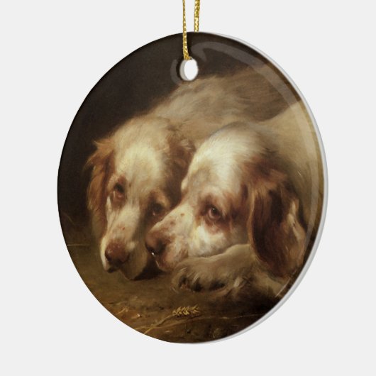  dieren, puppy-honden met kattenvoer keramisch ornament (Links)