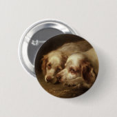 dieren, puppy-honden met kattenvoer ronde button 5,7 cm (Voorkant /achterkant)