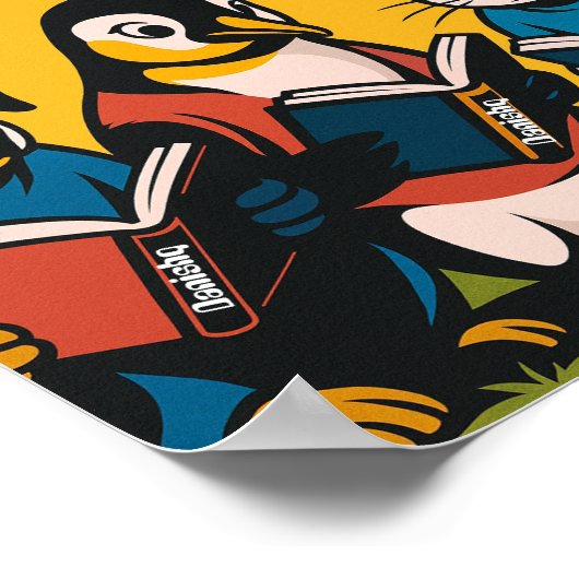 Dieren Retro Leesposter - Word Wakker en Lees! Poster (Hoek)