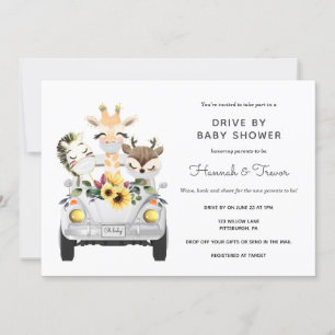 Dieren rijden op Baby shower Parade Kaart