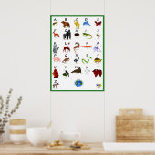 DIEREN RONDOM DE WERELD ABC POSTER (Keuken)