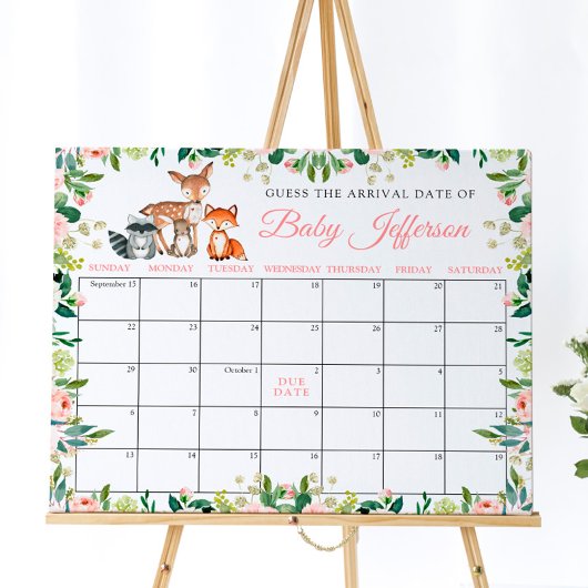 Dieren & Roze Rose Guess Vervaldatum Kalender Poster