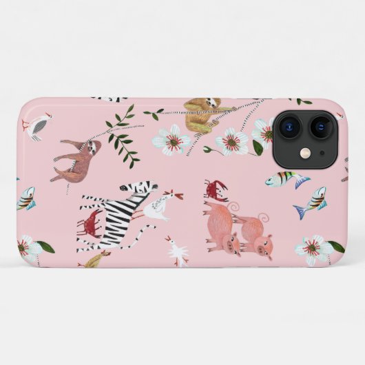 Dieren Roze sleuven en Zebra Cute Pattern Case-Mate iPhone Case (Achterkant (horizontaal))