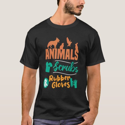 Dieren rubberen handschoenen Dierenarts T-shirt (Voorkant)