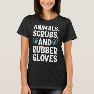 Dieren rubberen handschoenen en koffie met tech L T-shirt