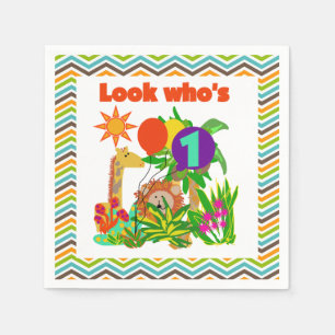 Dieren Safari 1st Birthday Paper Napkins Servet