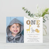 Dieren Safari 1st Birthday Party for Boy Kaart (Staand voorkant)