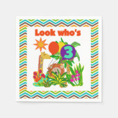 Dieren Safari 3rd Birthday Paper Napkins Servet (Voorkant)