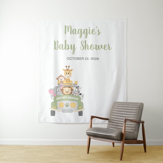 Dieren Safari Baby Shower Fotobooth Wandkleed (In situ)