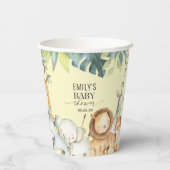 Dieren safari schattig sekneutraal geel douche papieren bekers (Achterkant)