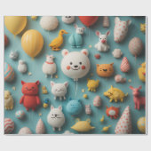 Dieren schattig patroon cadeaupapier (Vlak)