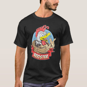Dieren - Schattige Glimlachende Haan Of Kip Met Ge T-shirt