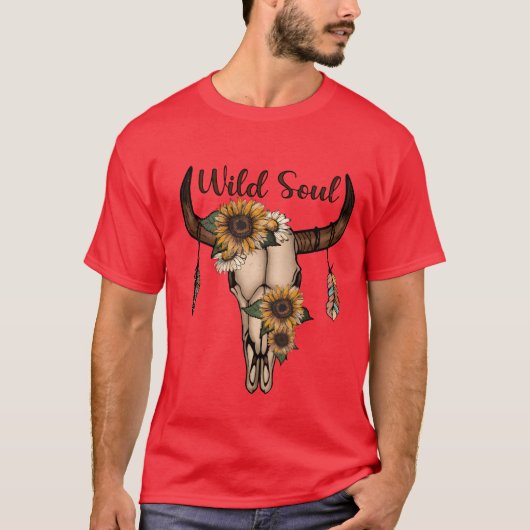 Dieren schedel met wilde ziel t-shirt (Voorkant)