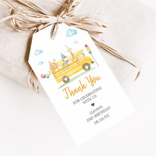 Dieren School Bus Verjaardagsfeest Favoriet Tags Cadeaulabel