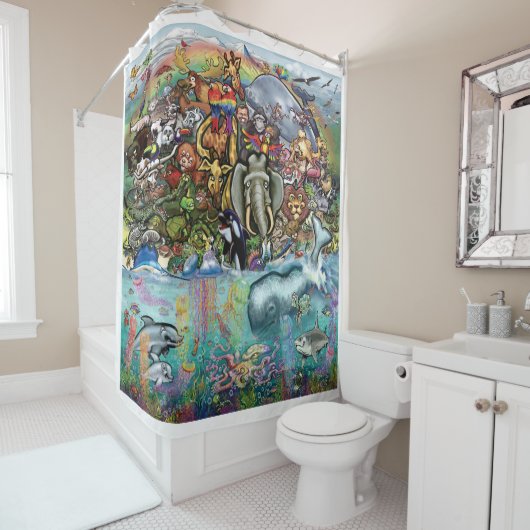 Dieren schotelgordijn douchegordijn (In situ)