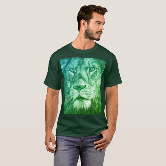 Dieren Sjabloon Mannen Moderne T-Shirts Lion Face (Voorkant volledig)