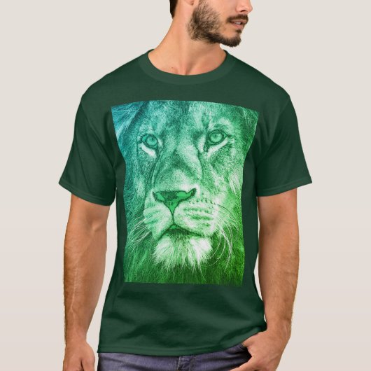 Dieren Sjabloon Mannen Moderne T-Shirts Lion Face (Voorkant)