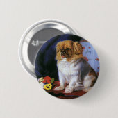 dieren, Speelgoed Pekingese Puppy Dog Ronde Button 5,7 Cm (Voorkant /achterkant)