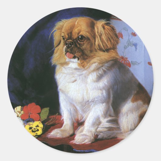 dieren, Speelgoed Pekingese Puppy Dog Ronde Sticker (Voorkant)