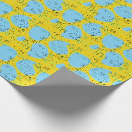 Dieren spelen baby patroon achtergrond cadeaupapier (Hoek)