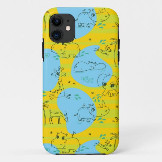 Dieren spelen baby patroon achtergrond Case-Mate iPhone case (Achterkant)